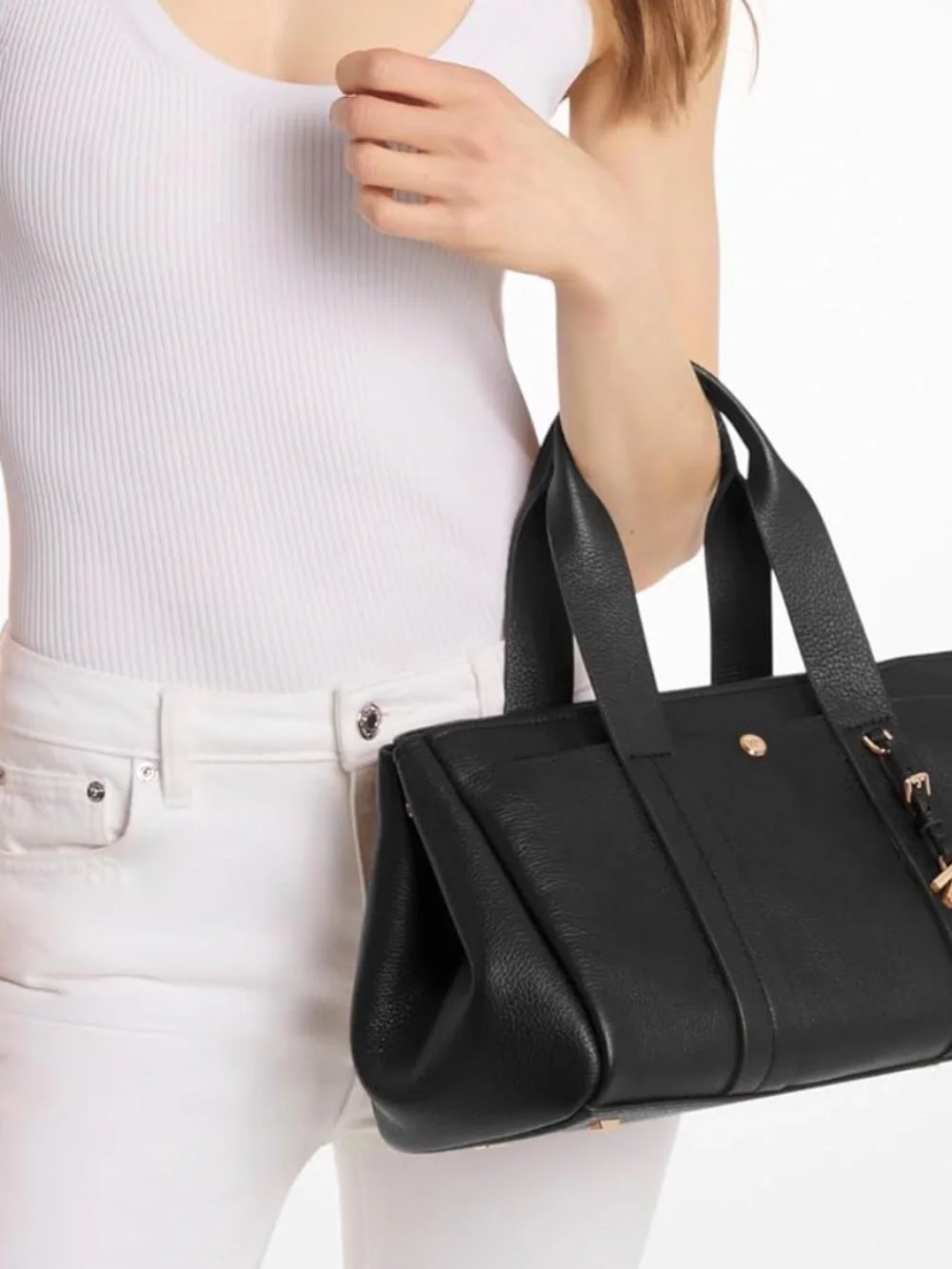 Michael Kors Black Pebbled Small Romee Satchel